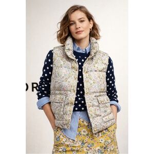 J.Crew Liberty Floral PrimaLoft Puffer Vest XL Tapestry Print Quilted Snap Front